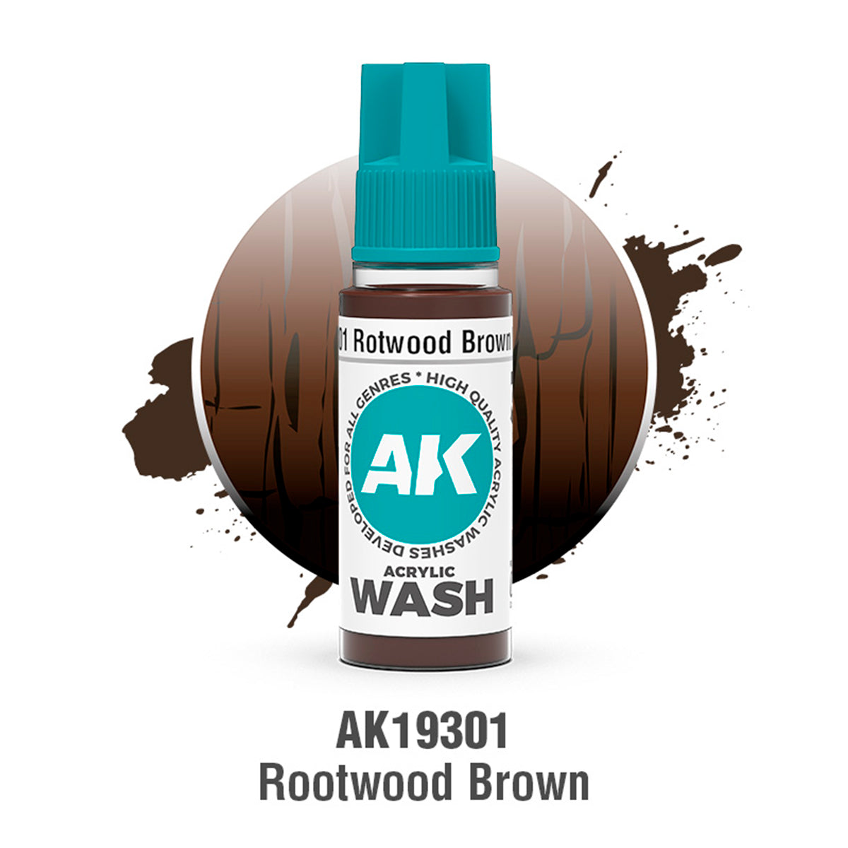 AK Interactive AK19301 Rotwood Brown Acrylic Wash 18 ml