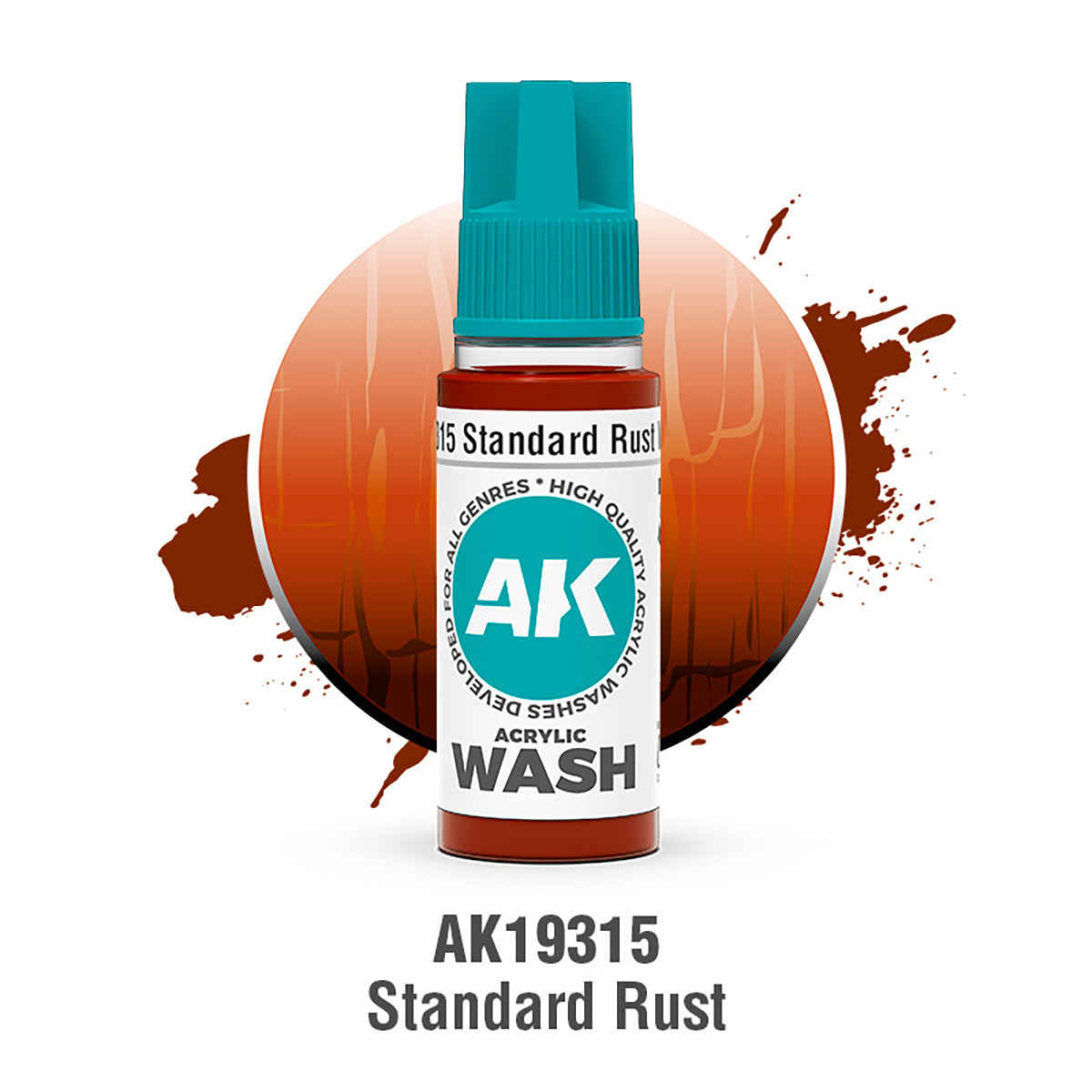 AK Interactive AK19315 Standard Rust Acrylic Wash 18 ml