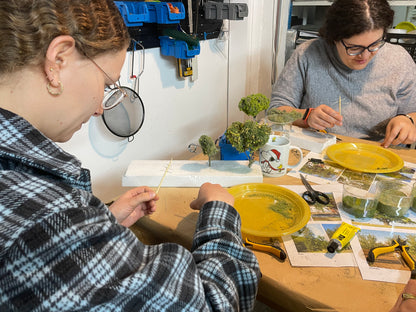 Taller de vegetación y árboles en miniatura